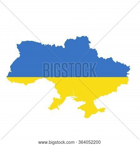 Ukraine Flag Map. Country Outline With National Flag