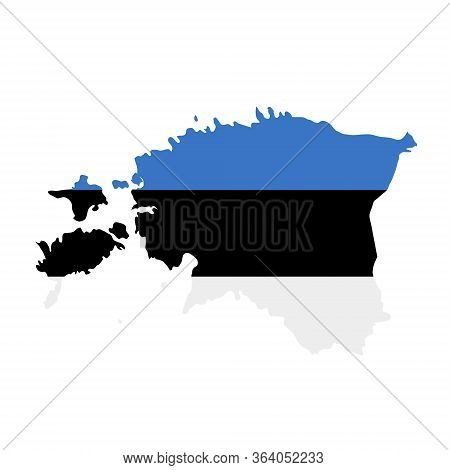 Estonia Flag Map. Country Outline With National Flag