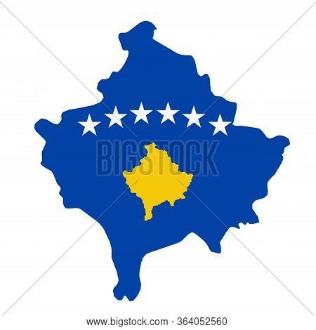 Kosovo Flag Map. Country Outline With National Flag