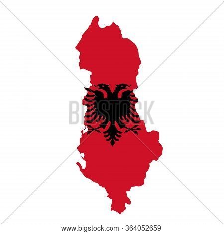 Albania Flag Map. Country Outline With National Flag