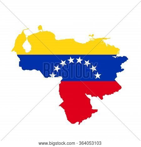 Venezuela Flag Map. Country Outline With National Flag