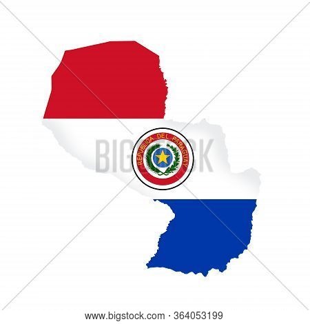 Paraguay Flag Map. Country Outline With National Flag