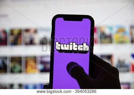 London, Uk - April 30 2020: Twitch Game Live Streaming Logo On A Smartphone