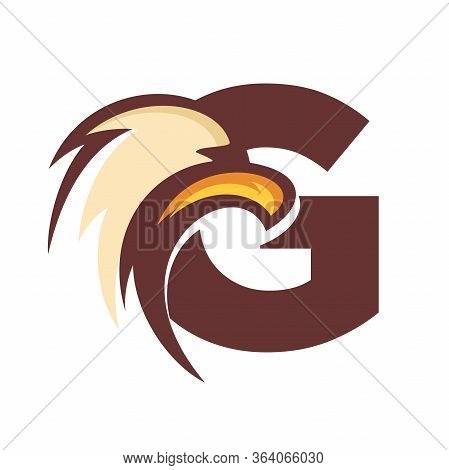 Strong And Bold Illustration Logo Design Initial G Combine With Eagle Head.