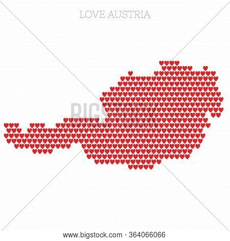Austria Country Map Made From Love Heart Halftone Pattern