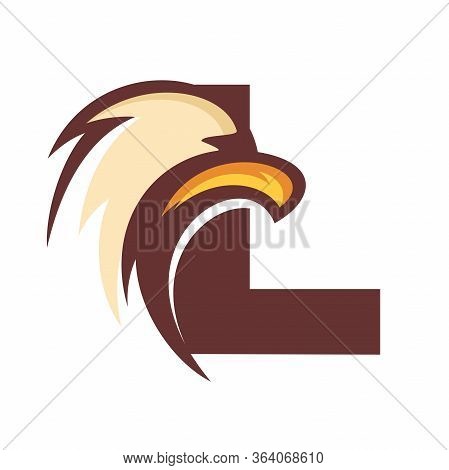 Strong And Bold Illustration Logo Design Initial L Combine With Eagle Head.