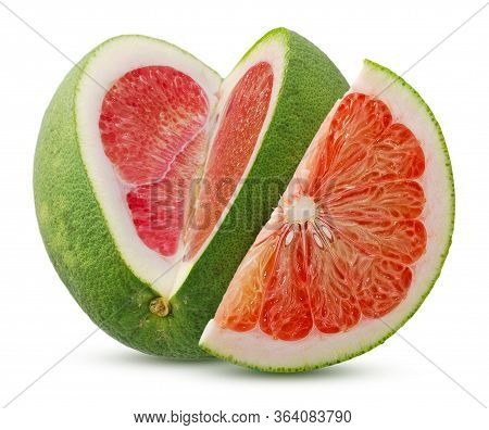 Fresh Red Pummelo Isolated On White Background