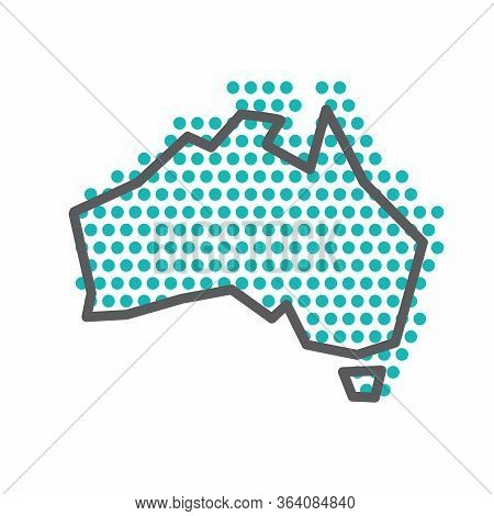 Australia Simple Outline Map With Green Halftone Dot Pattern