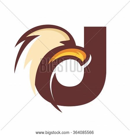 Strong And Bold Illustration Logo Design Initial U Combine With Eagle Head.
