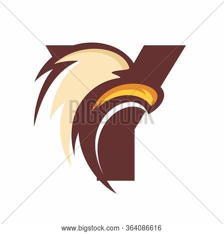 Strong And Bold Illustration Logo Design Initial Y Combine With Eagle Head.