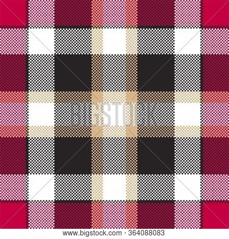 Pixel Background Vector Design. Modern Seamless Pattern Plaid. Square Texture Fabric. Tartan Scottis