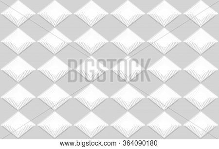 3d Rendering. Seamless Modern White Square Grid Pattern Design Wall Art Background.