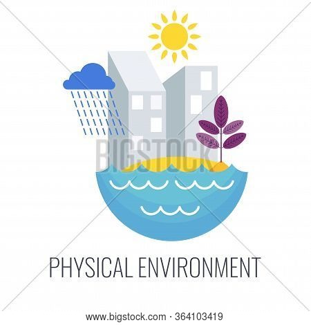 Physical Environment Infographics Pictogram. 7 Ps Marketing Mix. Flat Vector Illustration. Strategy 