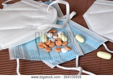 Detail Of The White Medical Mask Ffp2 Kn95 With Antiviral Medical Mask For Protection From Coronavir