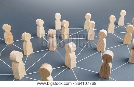 People Connected People By Lines. Society Concept. Social Science Relationships. Cooperation And Col