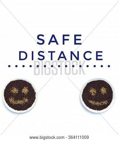 Safe Distance Or Social Distancing Due To Coronavirus (covid-19) Conceptual Photo With Mustard Seed 
