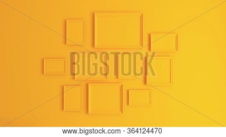 Photo Or Picture Art On Vintage Wall With Border Yellow Frame Realistic 3d Rendering