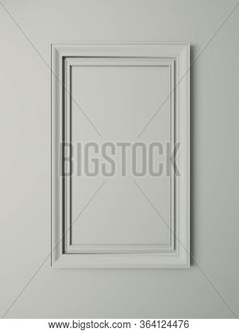 Single Photo Or Picture Art On Vintage Wall With Border Frame Realistic 3d Rendering