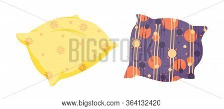 Pillow With Decorative Pattern, Flat Cartoon Style. Interior Textile Original Weave. Pillows For Bed