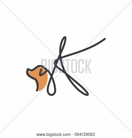 Simple And Cheers Logo Design Illustration Mono-line Style Initial K Dog.