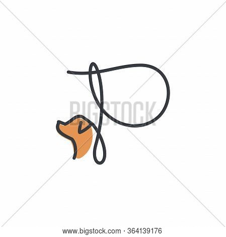 Simple And Cheers Logo Design Illustration Mono-line Style Initial P Dog.