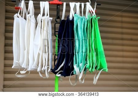 Colorful Homemade Cloth Face Mask Selling On Street Side During Lock Down In India