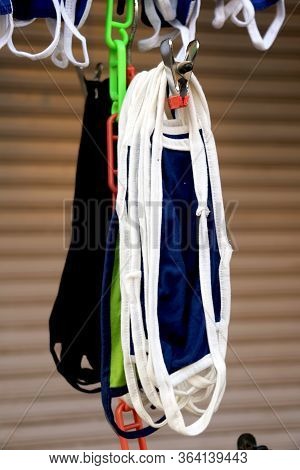 Colorful Homemade Cloth Face Mask Selling On Street Side During Lock Down In India
