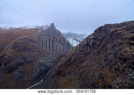 View Of River And Landscape Furi Mountain In Autumn Season From Cable Car In Zermatt, Swiss