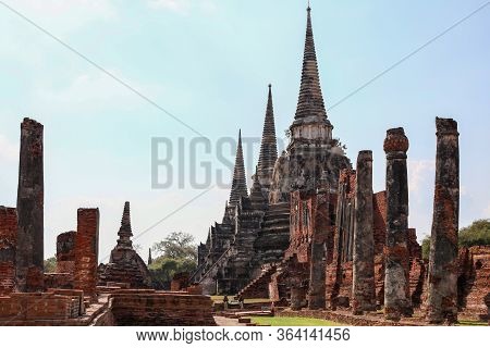 The Wat Phrasisanpeth Is Famous And History Landmark Of Ayutthaya,thailand