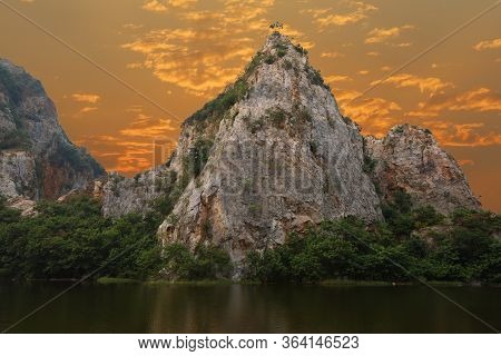 View Of The Mountain And Nature Park Before Sunset At Thailand