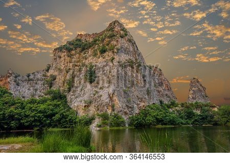 View Of The Mountain And Nature Park Before Sunset At Thailand