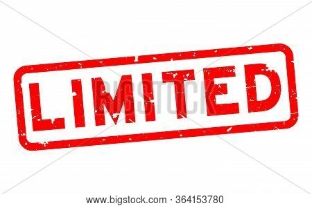 Grunge Red Limited Word Square Rubber Seal Stamp On White Background