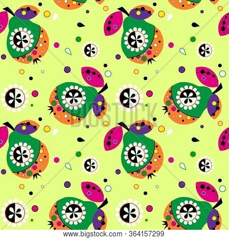Seamless Pattern Of A Stylized Pear On Pistachio Background