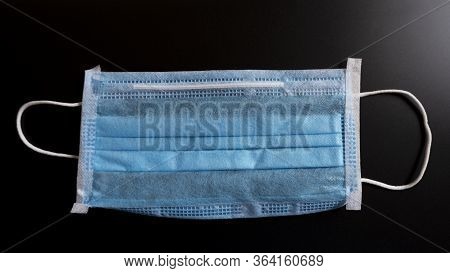 Blue Color Surgical Mask For Noval Covid-19 Virus Protection Background Black Color