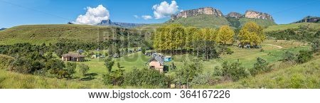 Royal Natal National Park, South Africa - March 15, 2020:  Panoramic View Of The Mahai Area. The Cam