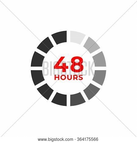 48h Color Icon And Time Concept Isolated On White. Work, Deadline, Delivery Timer. Open, Special Off