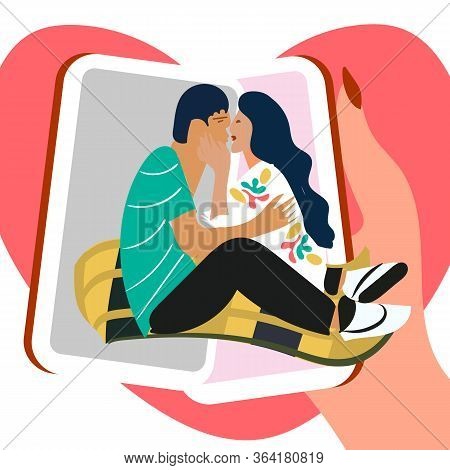 Silhouette Illustration Of A Man And Woman Chatting On The Smatphone