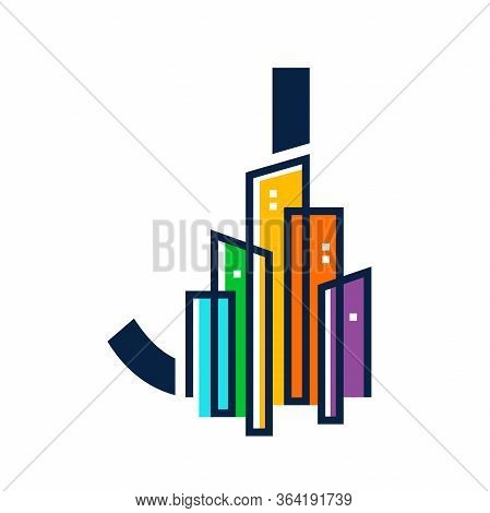 Simple, Clean And Eye Catching Logo Design Combining Initial J With Colorful Mono Line Building.