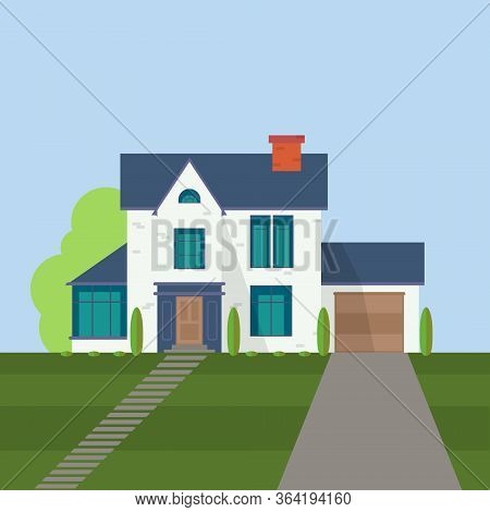 Flat House Banner Appartament Illustration Vector Eps10