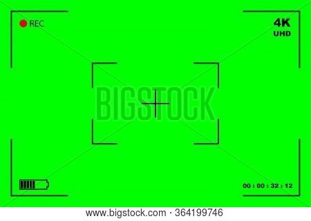 Green Screen, Chromakey Background. Blank Green Background With Vfx Motion Tracking Markers. Screen 