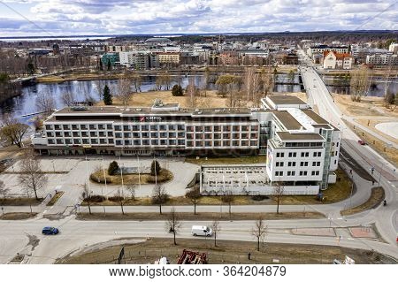 Joensuu, Finland - April 15, 2020: Aerial View Of Sokos Kimmel Hotel.
