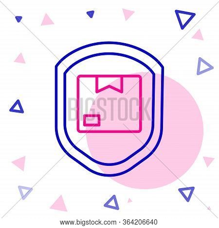 Line Delivery Pack Security With Shield Icon Isolated On White Background. Delivery Insurance. Insur