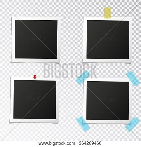 Set Of Template Photo Frames With Shadow On Transparent Background. Vector Illustration For Your Pho