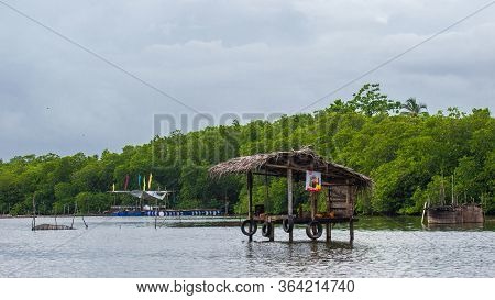 Balapitiya, Madu Ganga River, Sri Lanka - May 29, 2016: Traditional River Shop Built On The River On