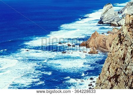 Beautiful Seascape. A View Of The Atlantic Ocean From The Rock Cape. Sintra. The Rock Cape. Lisbon