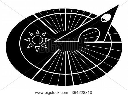 Sundial. Solar Dial. Sun Clock. Clock Icon In Glyph Style Isolated On White Background. Vector