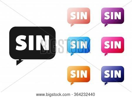 Black Mathematics Function Sine Icon Isolated On White Background. Set Icons Colorful. Vector Illust