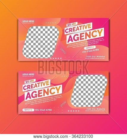 Social Media Cover Web Banner Yellow Pink Gradient Design Stripe Template Vector, Business Social Me
