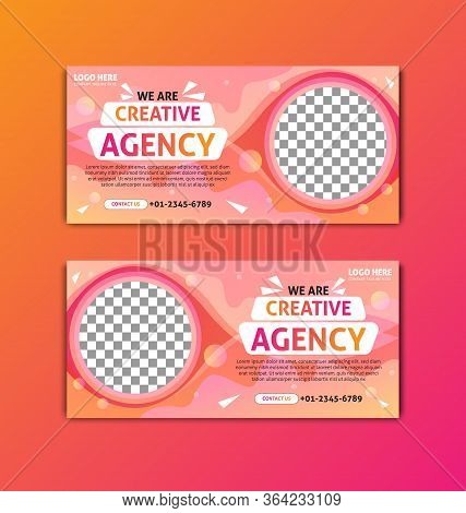 Cover Business Social Media Web Banner Yellow Pink Gradient Stripe Template, Business Cover Social M