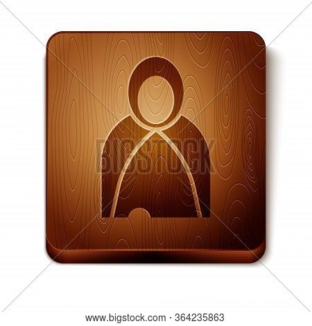 Brown Mantle, Cloak, Cape Icon Isolated On White Background. Magic Cloak Of Mage, Wizard And Witch F
